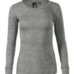 Koszulka damska Malfini Premium Merino Rise LS 160 - Ciemnoszary Melanż - Przód